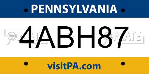 4ABH87 Pennsylvania License Plate