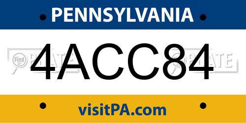 4ACC84 Pennsylvania License Plate
