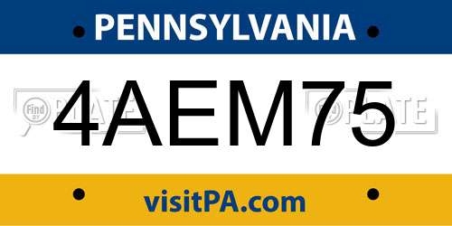 4AEM75 Pennsylvania License Plate