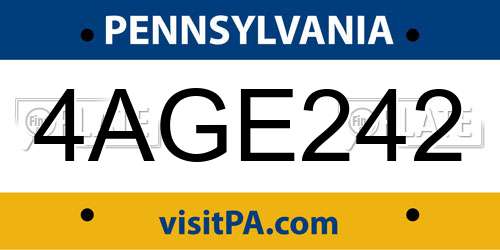 4AGE242 Pennsylvania License Plate