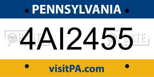 4AI2455 Pennsylvania License Plate
