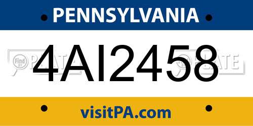 4AI2458 Pennsylvania License Plate