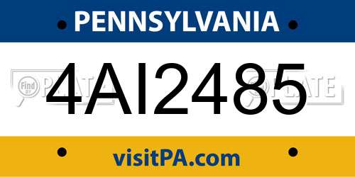 4AI2485 Pennsylvania License Plate