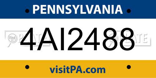4AI2488 Pennsylvania License Plate