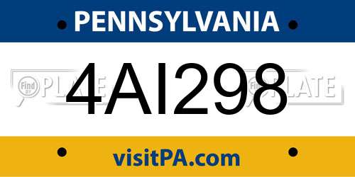 4AI298 Pennsylvania License Plate