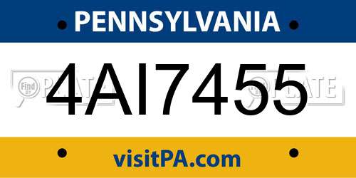 4AI7455 Pennsylvania License Plate