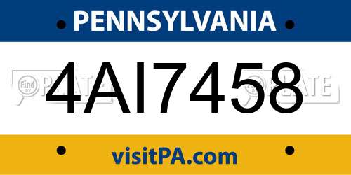 4AI7458 Pennsylvania License Plate