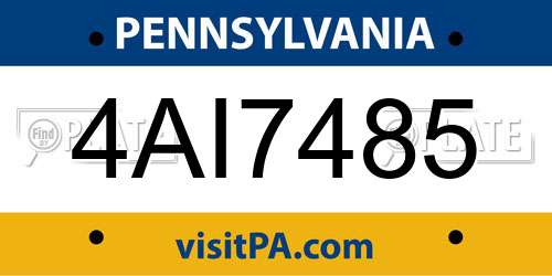 4AI7485 Pennsylvania License Plate