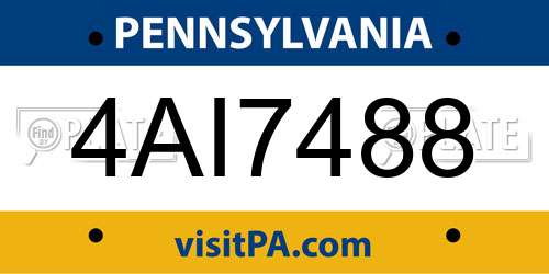4AI7488 Pennsylvania License Plate