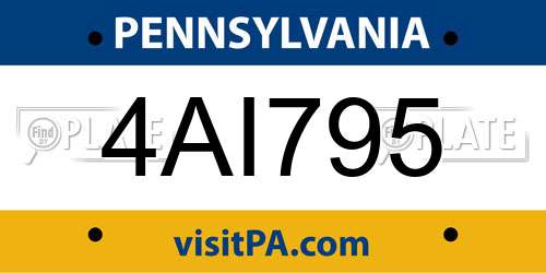 4AI795 Pennsylvania License Plate