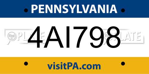 4AI798 Pennsylvania License Plate