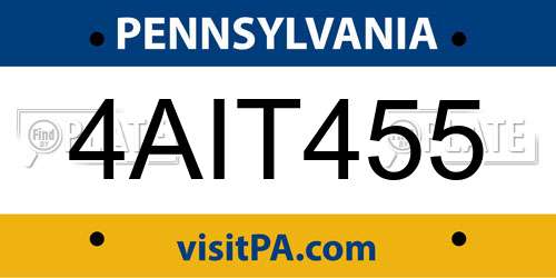 4AIT455 Pennsylvania License Plate