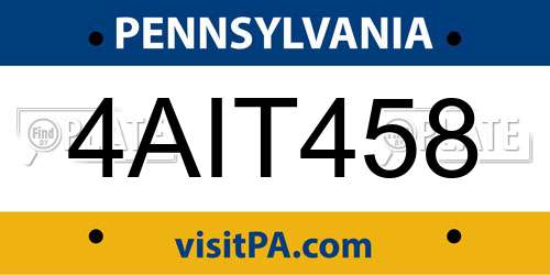 4AIT458 Pennsylvania License Plate