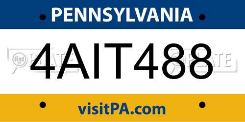 4AIT488 Pennsylvania License Plate