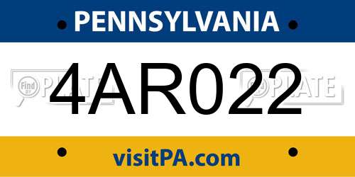 4AR022 Pennsylvania License Plate