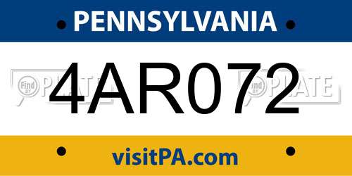 4AR072 Pennsylvania License Plate