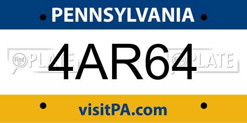 4AR64 Pennsylvania License Plate