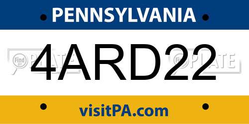 4ARD22 Pennsylvania License Plate
