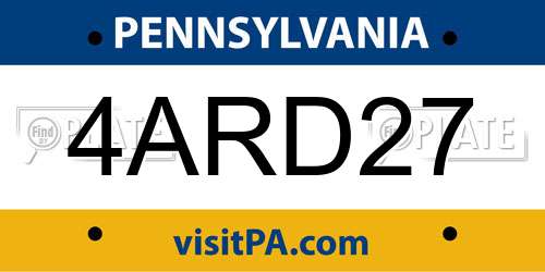 4ARD27 Pennsylvania License Plate