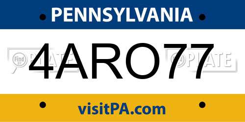 4ARO77 Pennsylvania License Plate