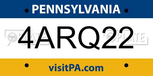 4ARQ22 Pennsylvania License Plate