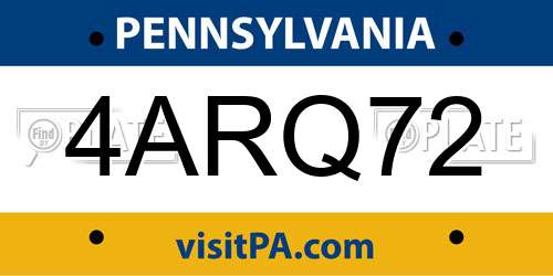 4ARQ72 Pennsylvania License Plate