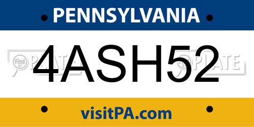 4ASH52 Pennsylvania License Plate