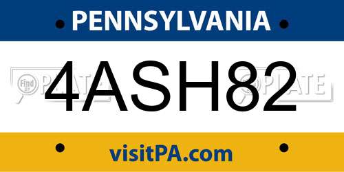 4ASH82 Pennsylvania License Plate