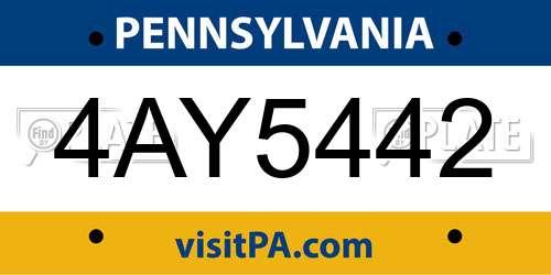 4AY5442 Pennsylvania License Plate