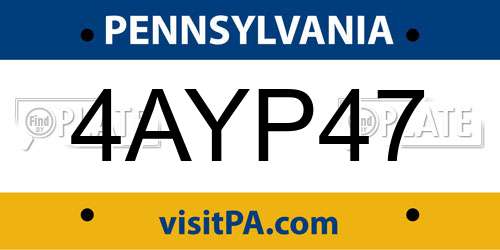 4AYP47 Pennsylvania License Plate
