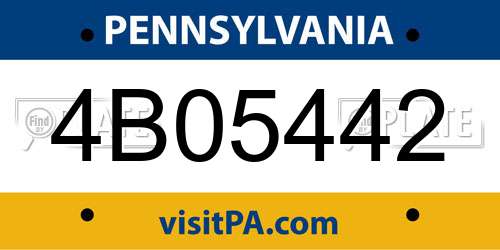 4B05442 Pennsylvania License Plate