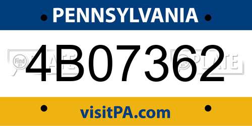 4B07362 Pennsylvania License Plate
