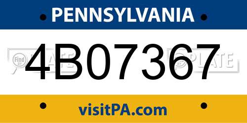 4B07367 Pennsylvania License Plate