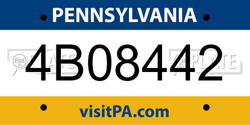 4B08442 Pennsylvania License Plate
