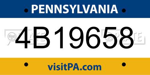 4B19658 Pennsylvania License Plate