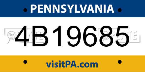 4B19685 Pennsylvania License Plate