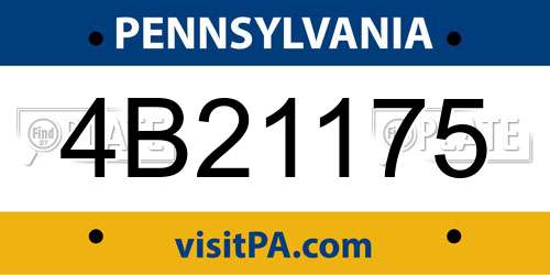 4B21175 Pennsylvania License Plate