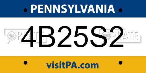 4B25S2 Pennsylvania License Plate