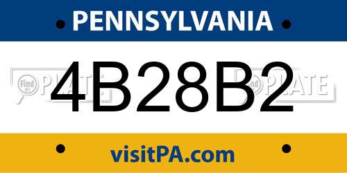 4B28B2 Pennsylvania License Plate