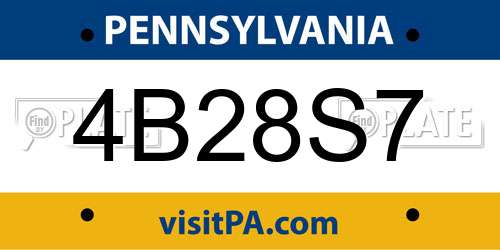 4B28S7 Pennsylvania License Plate