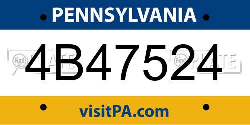4B47524 Pennsylvania License Plate