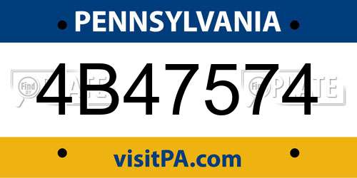 4B47574 Pennsylvania License Plate