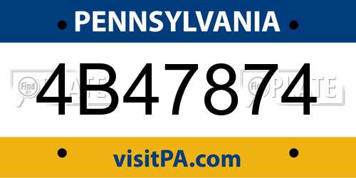 4B47874 Pennsylvania License Plate