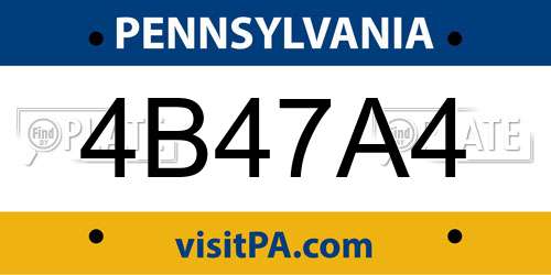 4B47A4 Pennsylvania License Plate