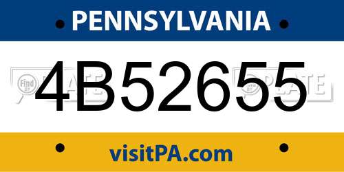 4B52655 Pennsylvania License Plate