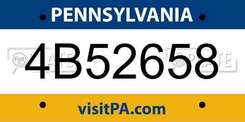 4B52658 Pennsylvania License Plate