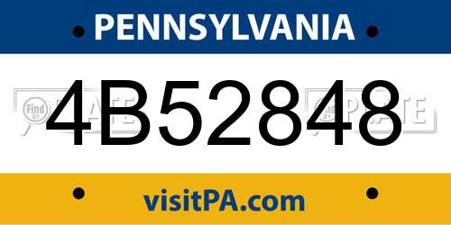 4B52848 Pennsylvania License Plate