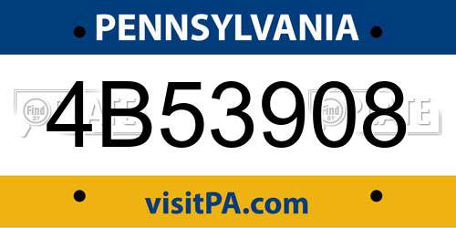 4B53908 Pennsylvania License Plate
