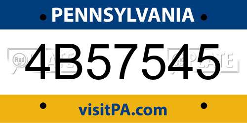 4B57545 Pennsylvania License Plate