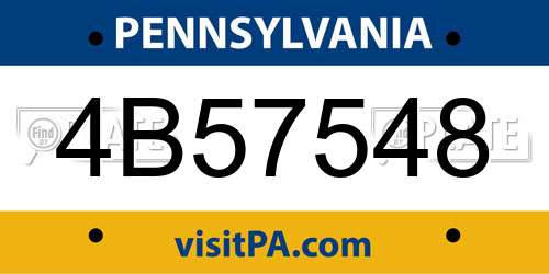 4B57548 Pennsylvania License Plate